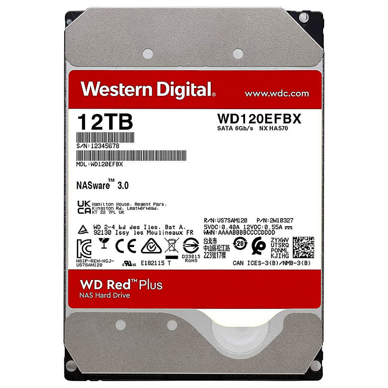 Жесткий диск WD 12.0TB Red Plus 7200rpm 256MB (WD120EFBX)