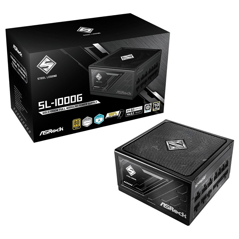 Блок питания ASRock SteelLegend SL-1000G ATX 3.1 135mm, 80+ Gold, Fully Modular