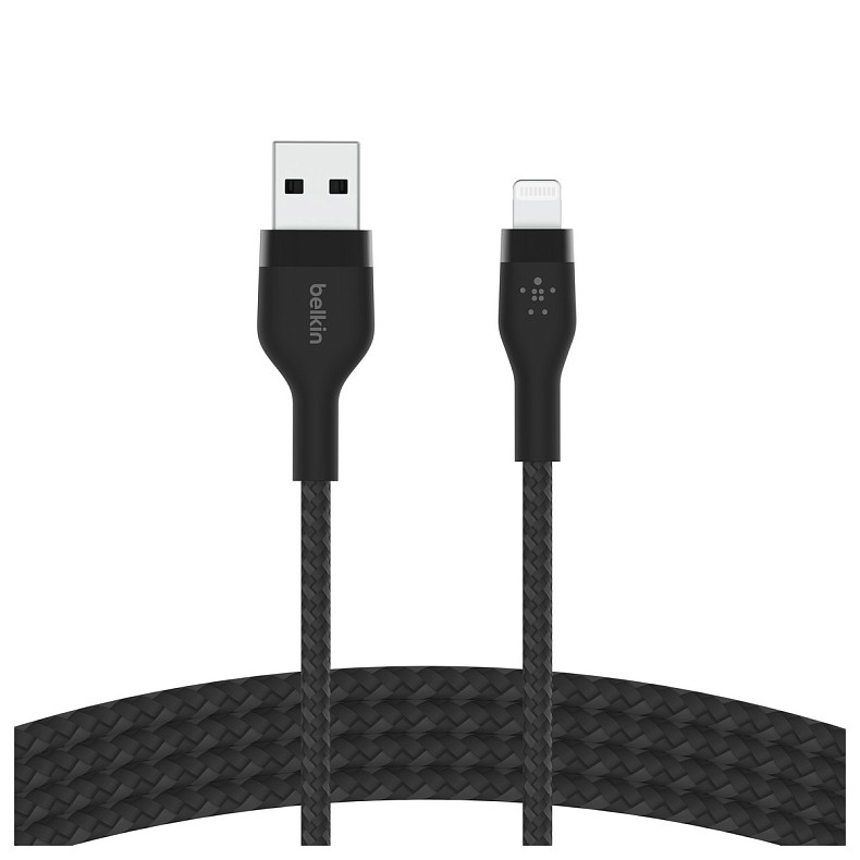 Кабель Belkin USB-A - Lightning плетений, силіконовий, з ремінцем на магніті, 1м, Black