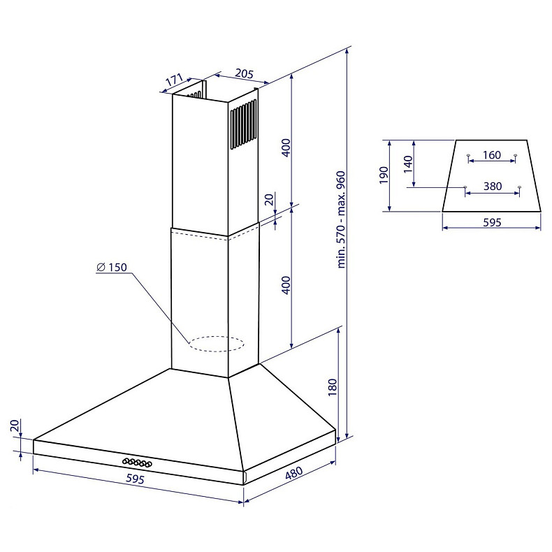 Витяжка Minola HK 6614 I 1000 LED