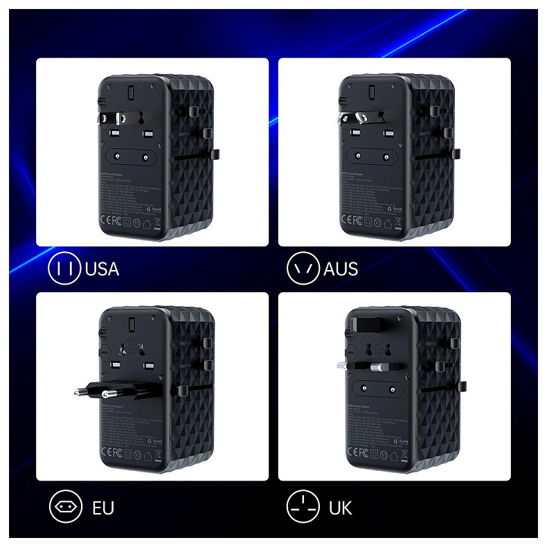 Зарядний пристрій 4xUSB 100W PD (2хUSB-C+2хUSB-A) сharger diamond model чорний Choetech