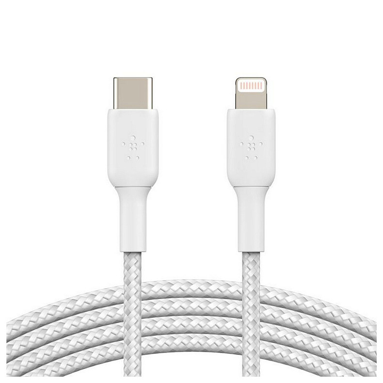 Кабель Belkin USB-С - Lightning, BRAIDED, 1m, white