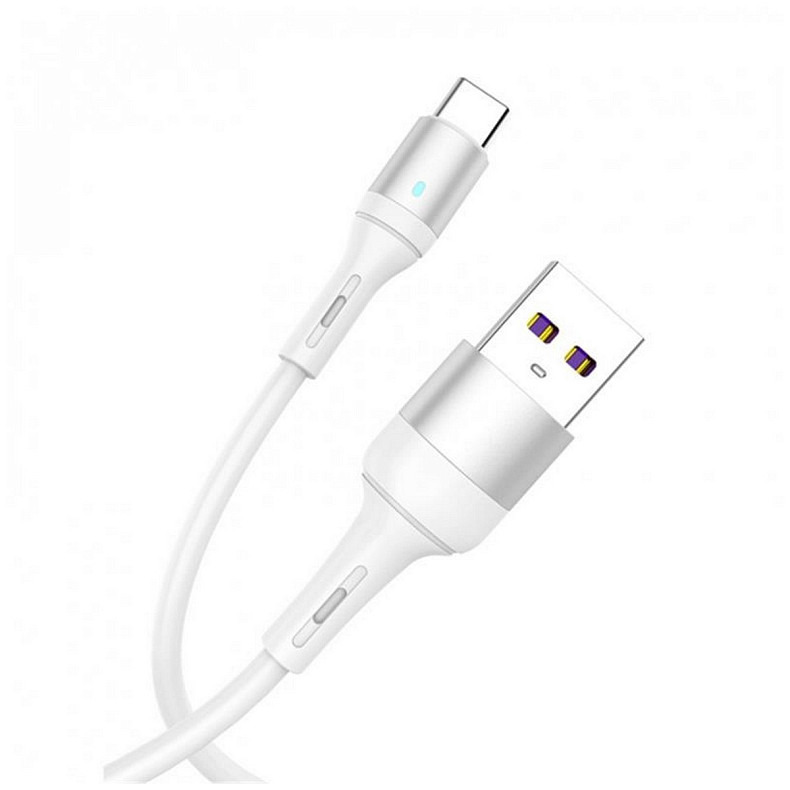 Кабель SkyDolphin S06T LED Smart Power USB - Type-C 1м, White (USB-000556)