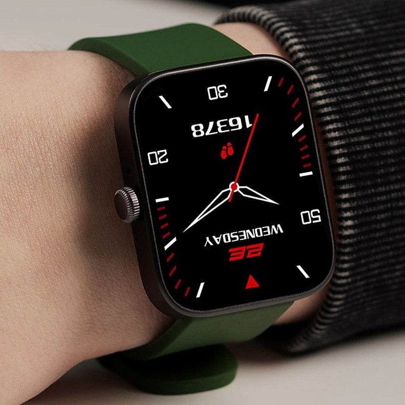 Смарт-часы 2E Alpha SQ Music Edition 46мм, Черно-зеленый