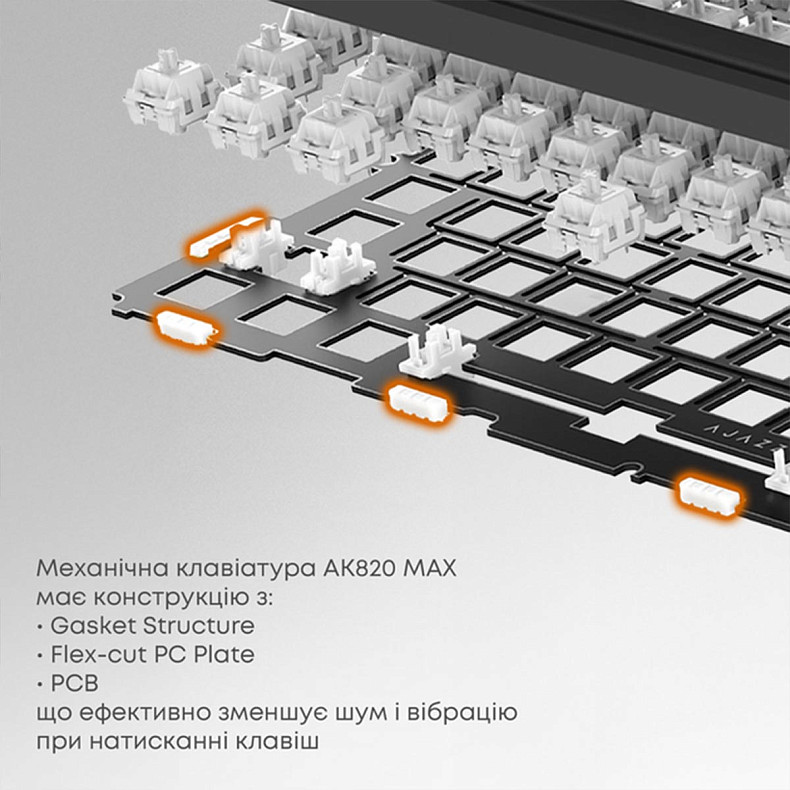 Клавіатура Ajazz AK820 MAX Magnetic switches - Purple (AK820MAX-M-PWB)