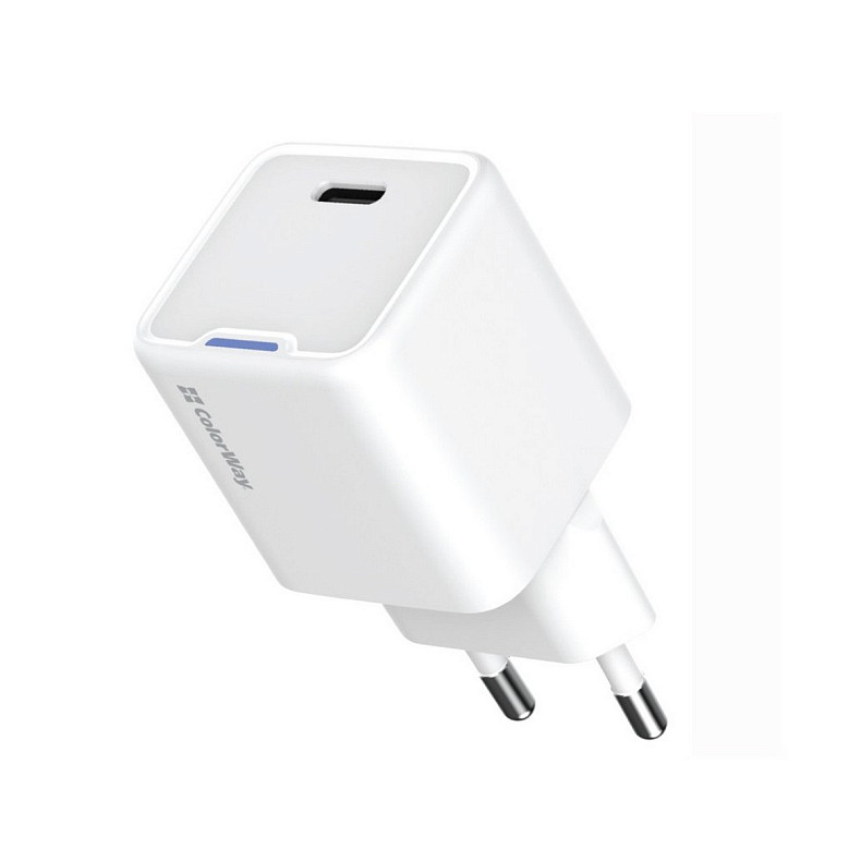 Сетевое зарядное устройство ColorWay GaN Mini 20W PD Port PPS USB-C White (CW-CHS059PD-WT)