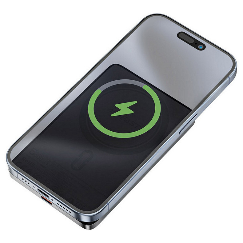 УМБ Acefast Magnetic Wireless 5000mAh 18W PD, QC 3.0,7,5 Вт, ultra thin, QI M8 Black
