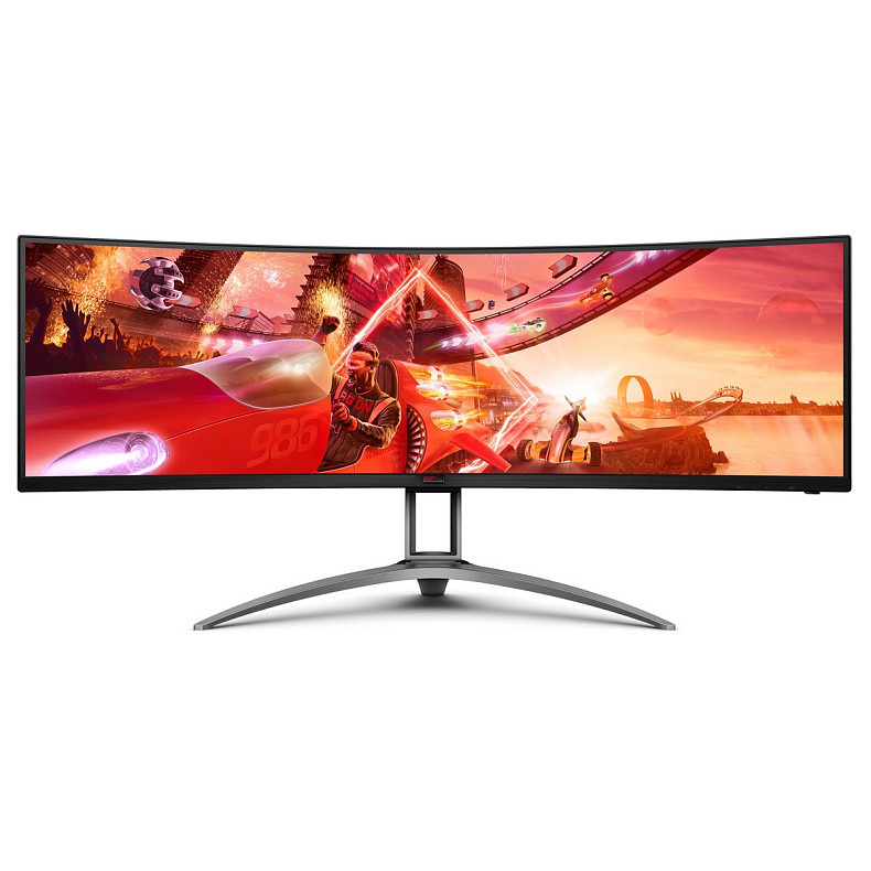 TFT 48.8" AOC AGON AG493QCX, Dual-FHD, VA, 144Гц, изогнутый, HDMIx2, DP, USB-hub, HAS, колонки, черный.