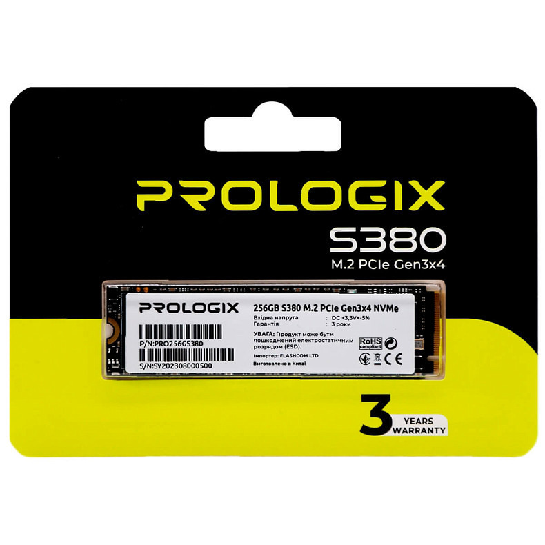 SSD диск Prologix S380 M.2 2280 PCIe 3.0 x4 NVMe TLC (PRO256GS380) 256GB