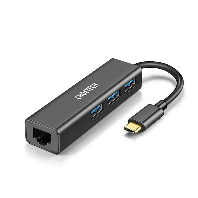 Мережевий адаптер Choetech HUB-U02 4-In-1 USB-C to RJ45