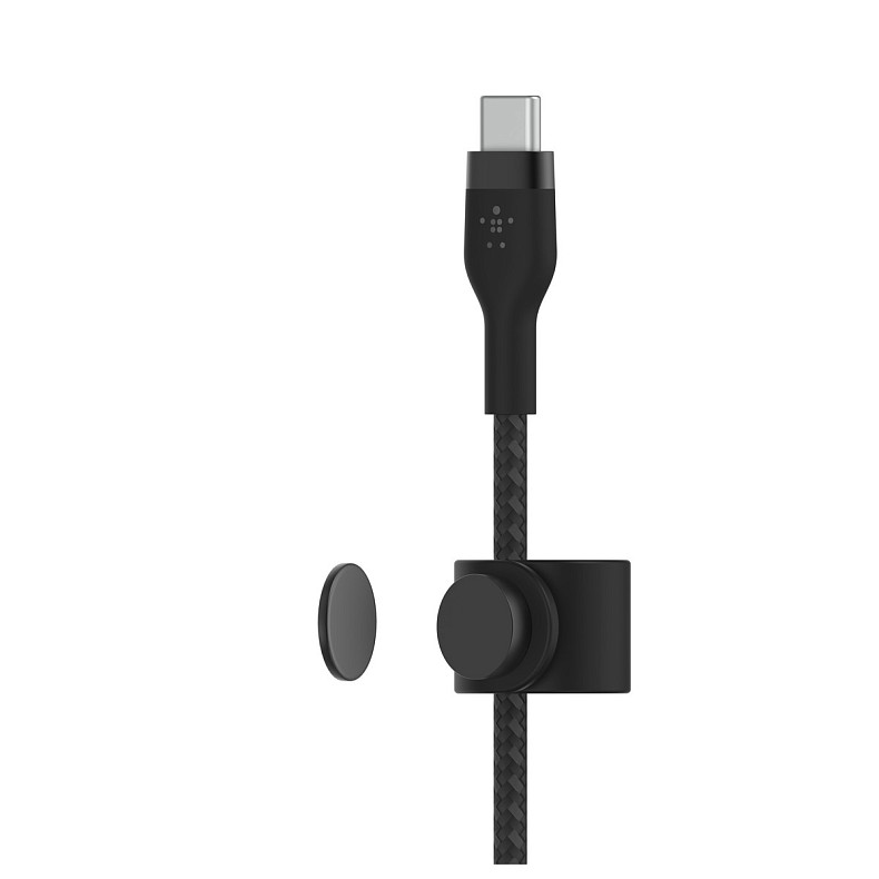 Кабель Belkin USB-С > Lightning, 1м, плетеный, силиконовый, с ремешком на м