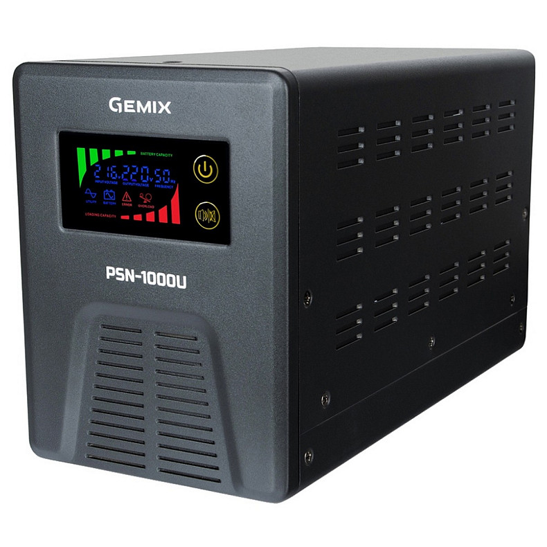 ДБЖ Gemix PSN-1000, 1000VA/600W 12V/220V, 7/9/13A, 3*Schuko, без АКБ