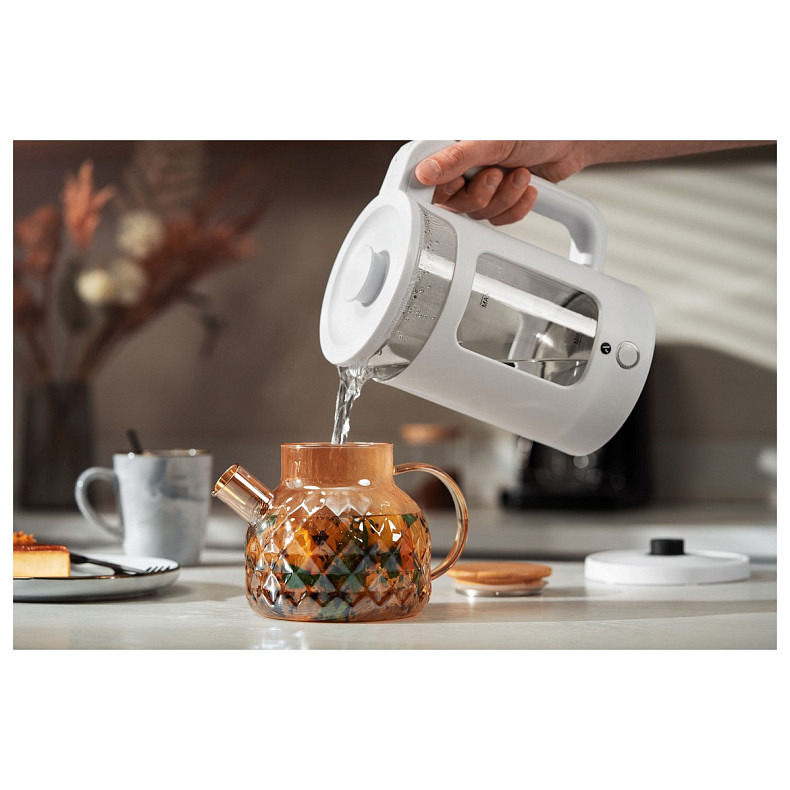 Електрочайник Ardesto 1.5л, скло+пластик, білий