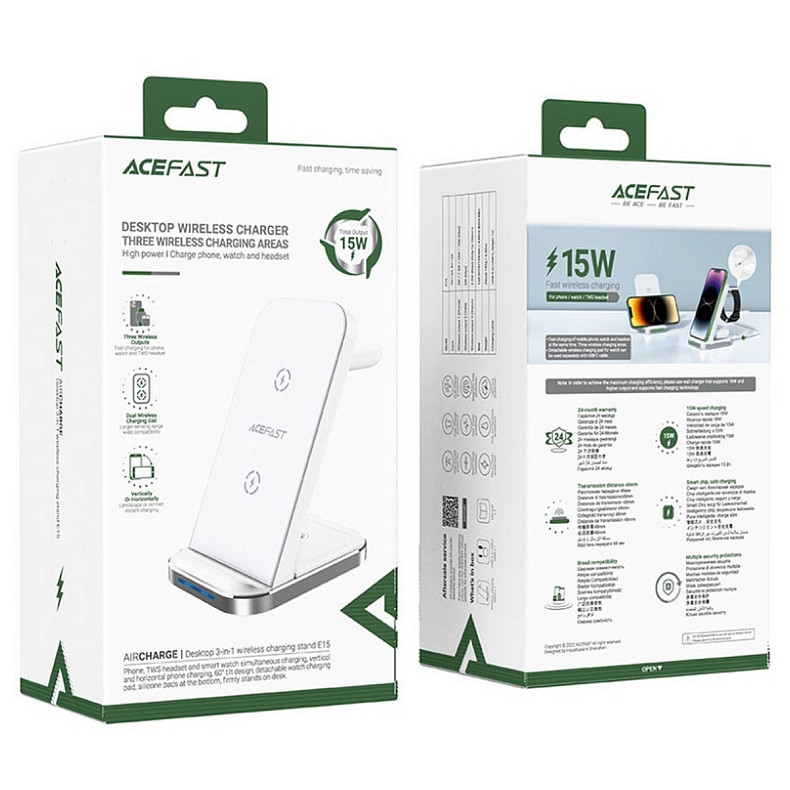 Зарядний пристрій Wireless QI 3in1 15W E15 Acefast