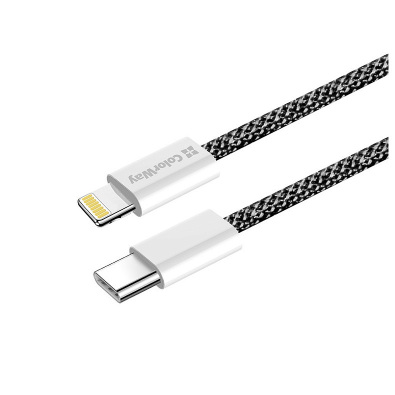Кабель ColorWay Lightning + Type-C USB (M/M), 3.0 А, 1 м, Black (CW-CBPDCL061-BK)