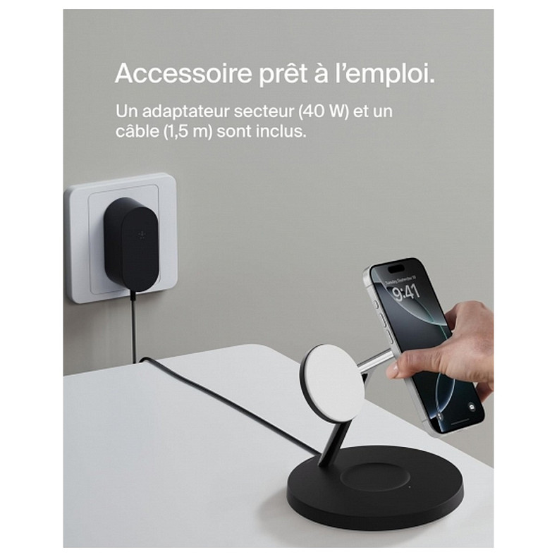 Зарядний пристрій бездротовий Belkin 3в1 Magnetic Pad Qi2 15Вт, чорний