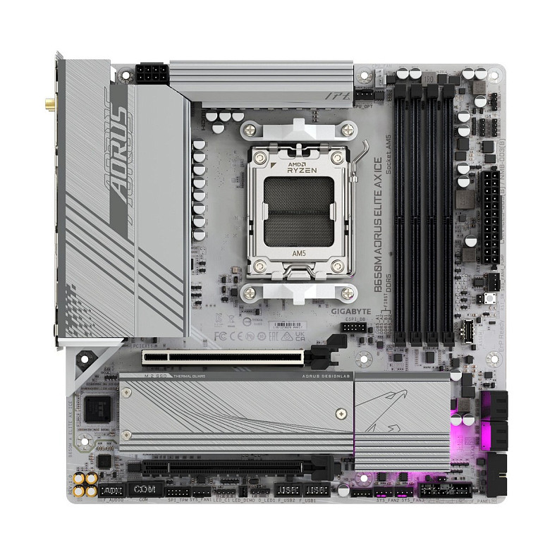 Материнська плата GIGABYTE B650M A ELITE AX ICE sAM5 B650 4xDDR5 M.2 HDMI DP Wi-Fi mATX