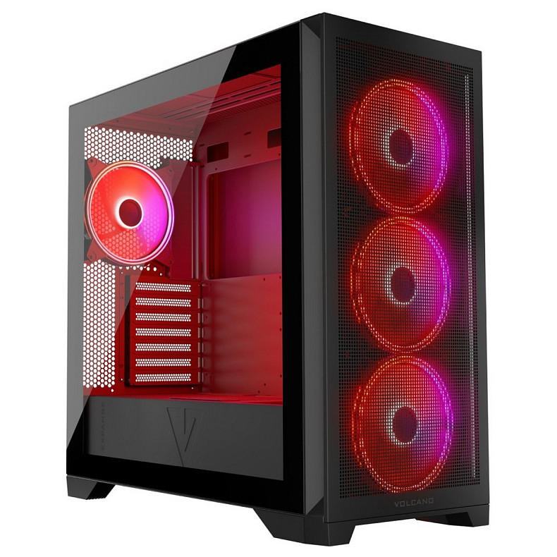 Корпус Modecom volcano expanse s argb 4x140mm fans midi usb 3.0x2+type-c black без БЖ ATX