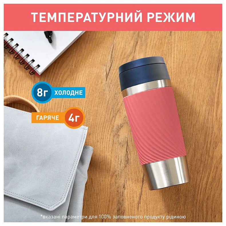 Термочашка Tefal Travel Mug Classic Twist, 0.36л, нержавеющая сталь, коралловый (N2024410)