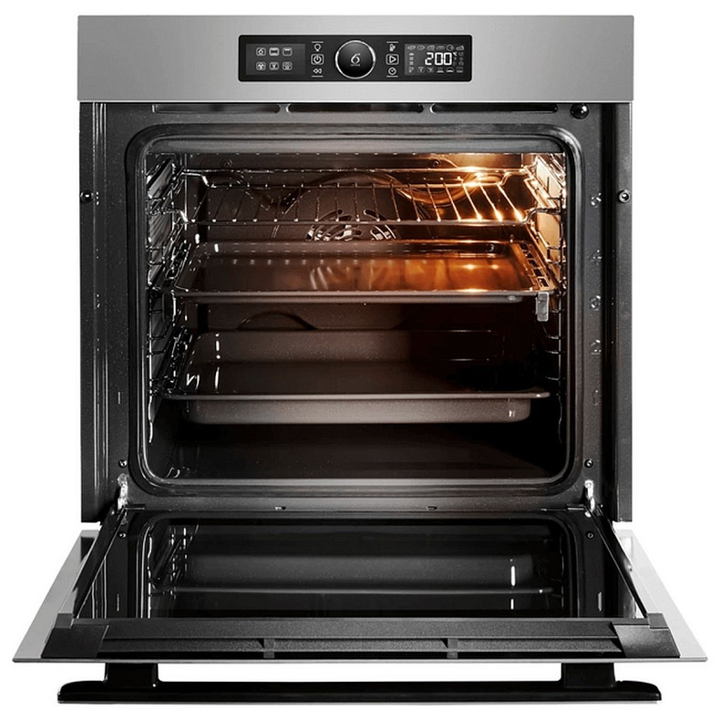 Духовой шкаф Whirlpool электрический, 73л, A+, дисплей, конвекция, телескопические направляющие, серебристый