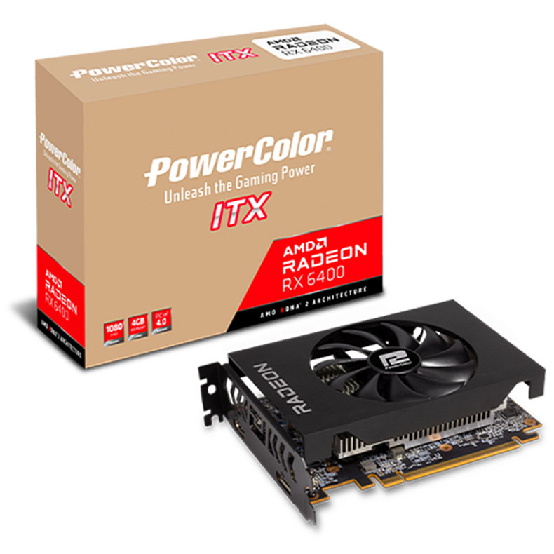 Відеокарта PowerColor AMD Radeon RX 6400 ITX 4GB GDDR6 PowerColor (AXRX 6400 4GBD6-DH)