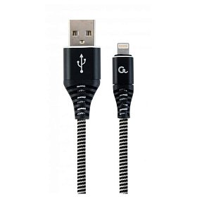 Кабель Cablexpert (CC-USB2B-AMLM-1M-BW) USB 2.0 A - Lightning, преміум, 1м, чорний
