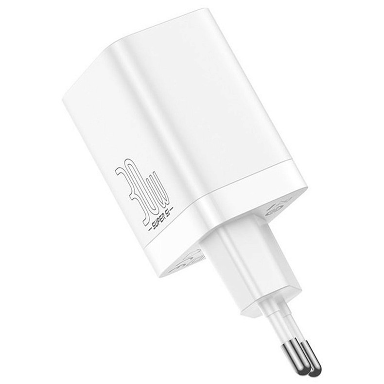 Мережевий зарядний пристрій Baseus Super Si Pro Quick Charger C+U 30W EU White