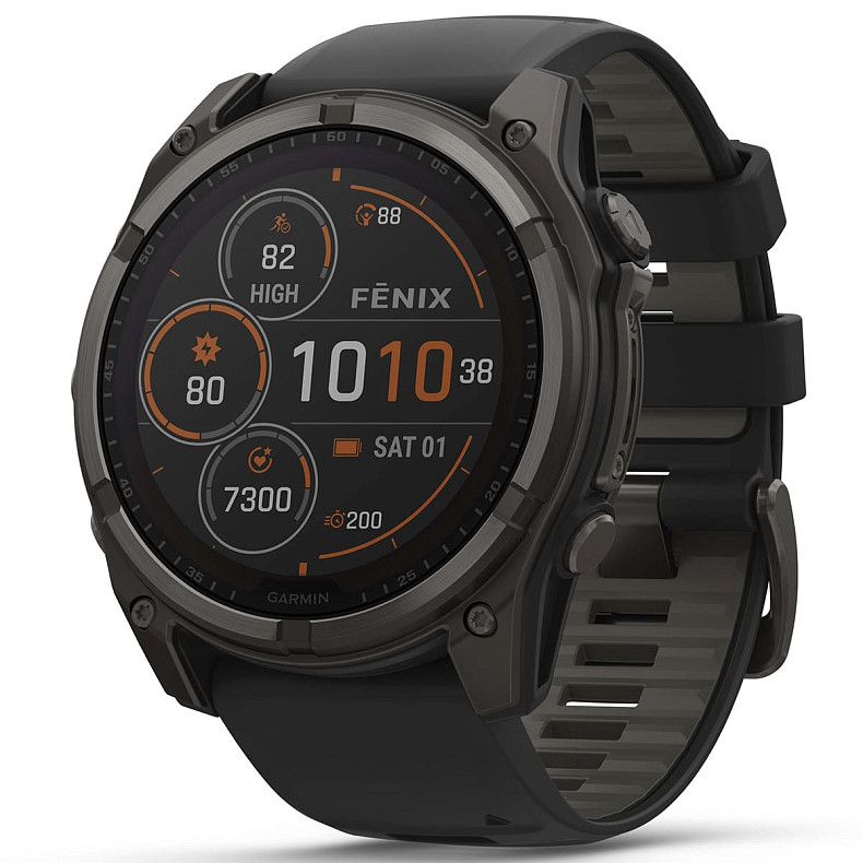 Спортивний годинник GARMIN Fenix 8 51mm Sapphire Solar Carbon Gray DLC Titanium with Black Silicone Band