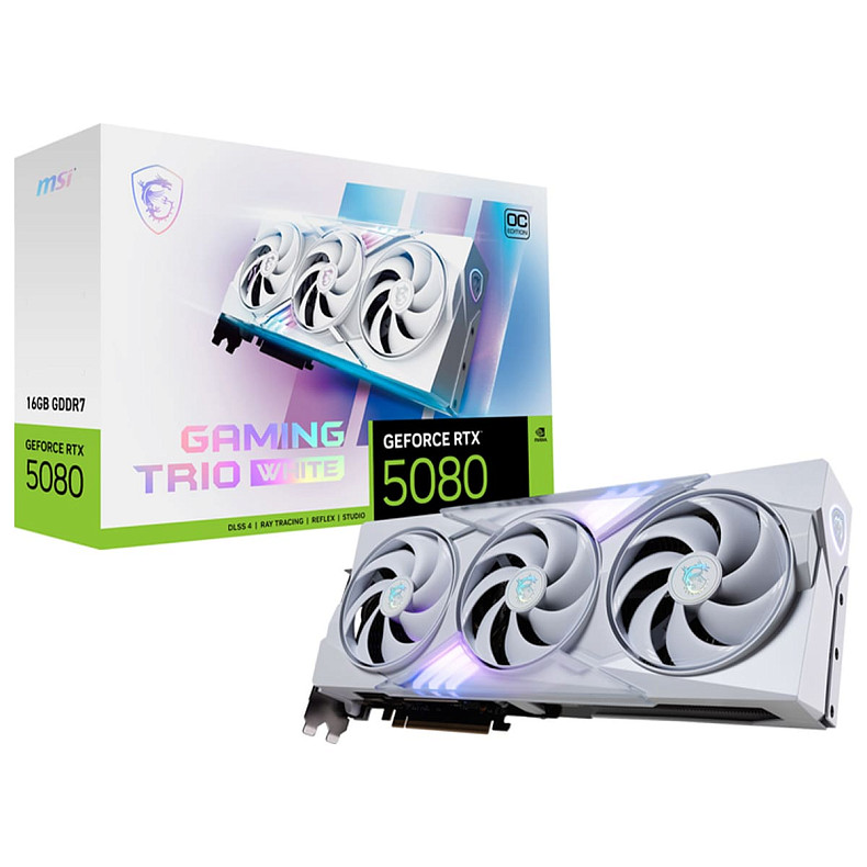 Видеокарта MSI GeForce RTX 5080 TRIO OC 16GB GDDR7 White