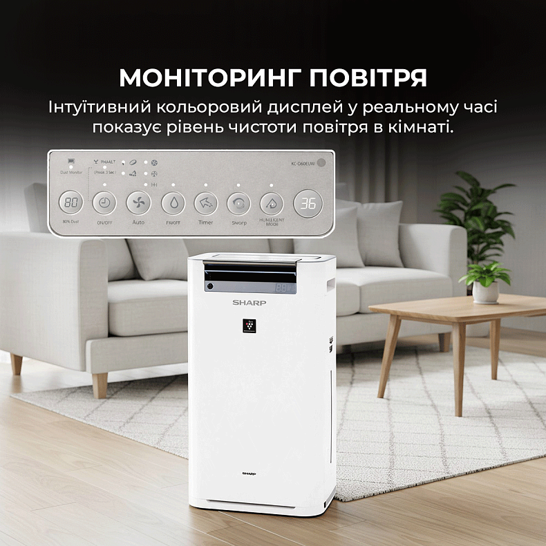 Воздухоочиститель с функцией увлажнения Sharp KC-G50EUW