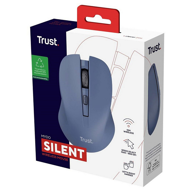 Мышка Trust MYDO SILENT, WL, синий