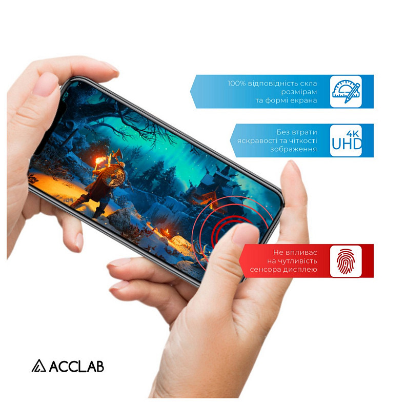 Защитное стекло ACCLAB Full Glue для Xiaomi Redmi Note 13 Pro 4G Black (1283126583780)