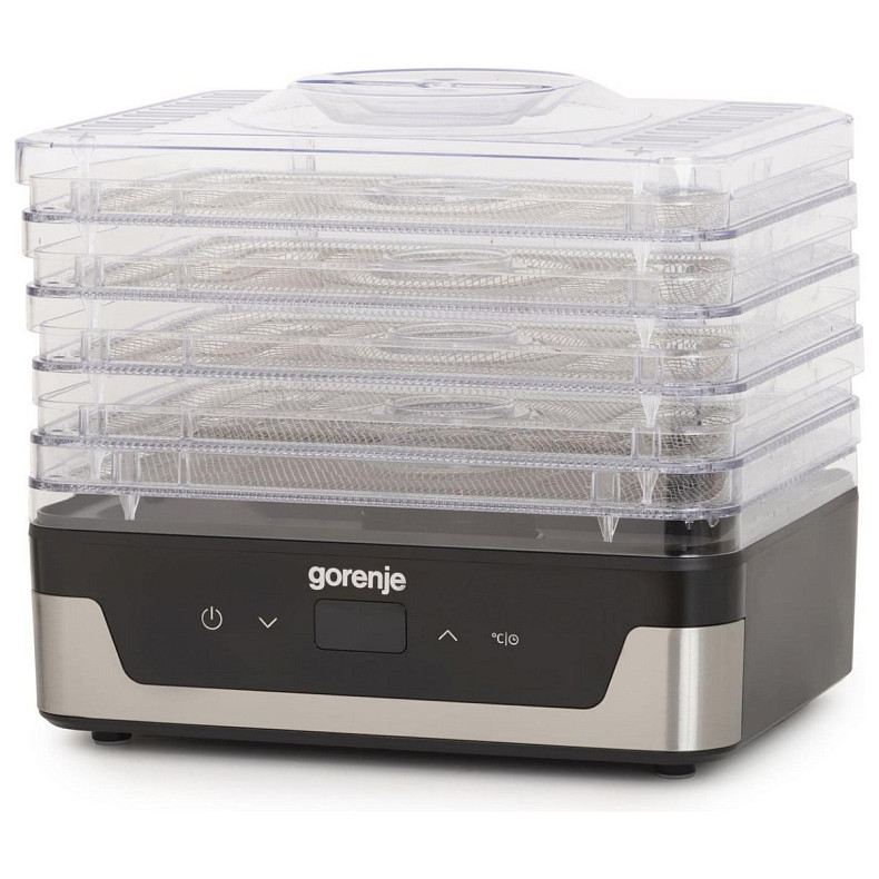 Сушарка для продуктів Gorenje 230Вт, піддонів - 5x2.8см, діаметр - 29см, макс - 75°С, електр.упр,біл