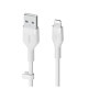 Кабель Belkin USB-A > Lightning, 1м, силиконовый, с клипсой, белый