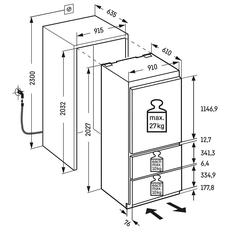 Вбудований двокамерний холодильник Liebherr ECBNe 8871 617