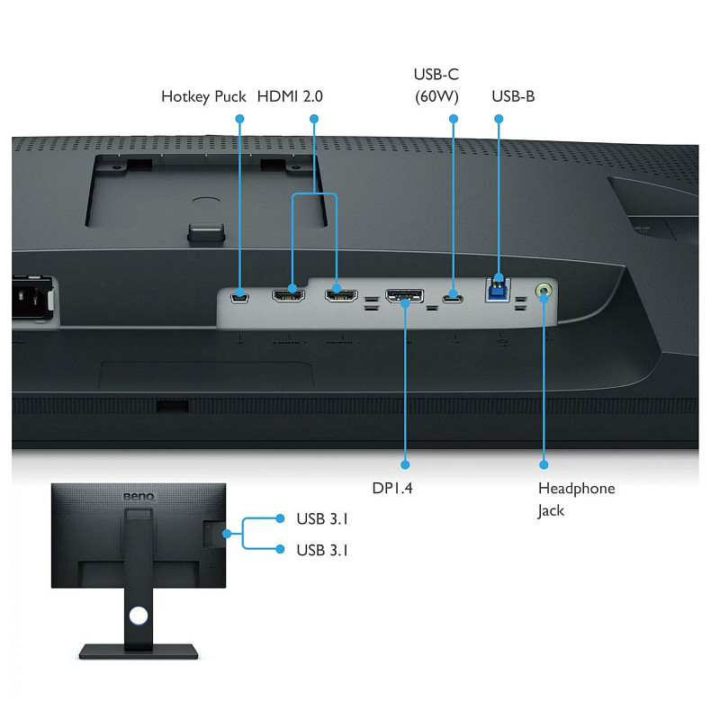 TFT 27" BenQ SW270C, IPS, QHD, 99% Adobe RGB, HDMIx2, DP, USB-C, USB хаб, Card Reader, темно-серый