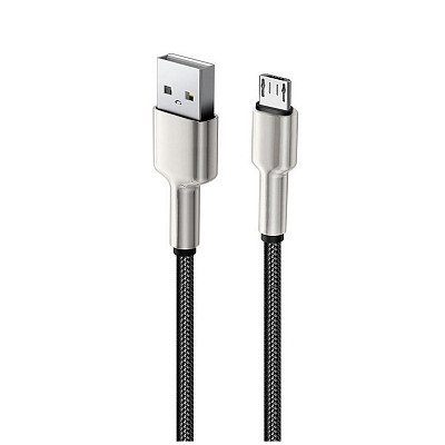 Кабель ColorWay USB-microUSB, head metal, 2.4А, 1м, Black (CW-CBUM046-BK)