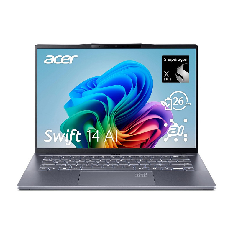 Ноутбук Acer Swift 14 AI SF14-11 14.5" WQXGA IPS, Quallcomm X1P-64-100, 16GB, F1TB, UMA, Win11, сіри