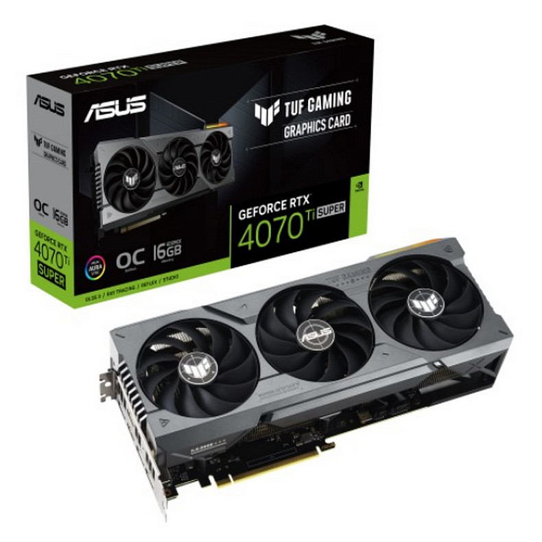 Відеокарта GF RTX 4070 Ti Super 16GB GDDR6X TUF Gaming OC Asus (TUF-RTX4070TIS-O16G-GAMING)