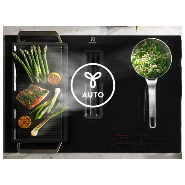 Варильна повверхня Electrolux індукційна, 80см, розширена зона, вбудована витяжка, Hob2Hood, чорний