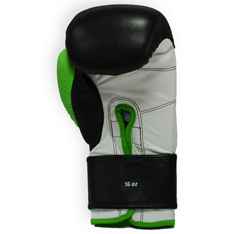 Перчатки боксерские THOR TYPHOON 14oz /PU /черно-зелено-белые