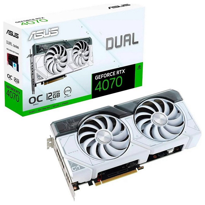 Видеокарта RTX 4070 12GB GDDR6X Dual EVO White OC Asus (DUAL-RTX4070-O12G-EVO-WHITE)