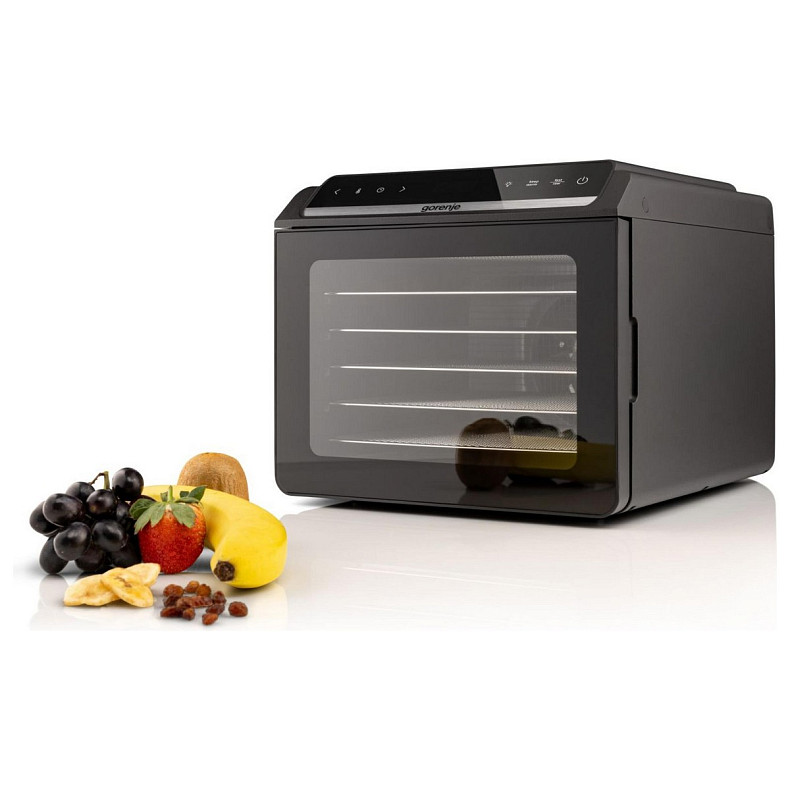 Сушарка для продуктів Gorenje 580Вт, піддонів - 6x1.5см, діаметр - 25см, макс - 75°С, дисплей, пласт