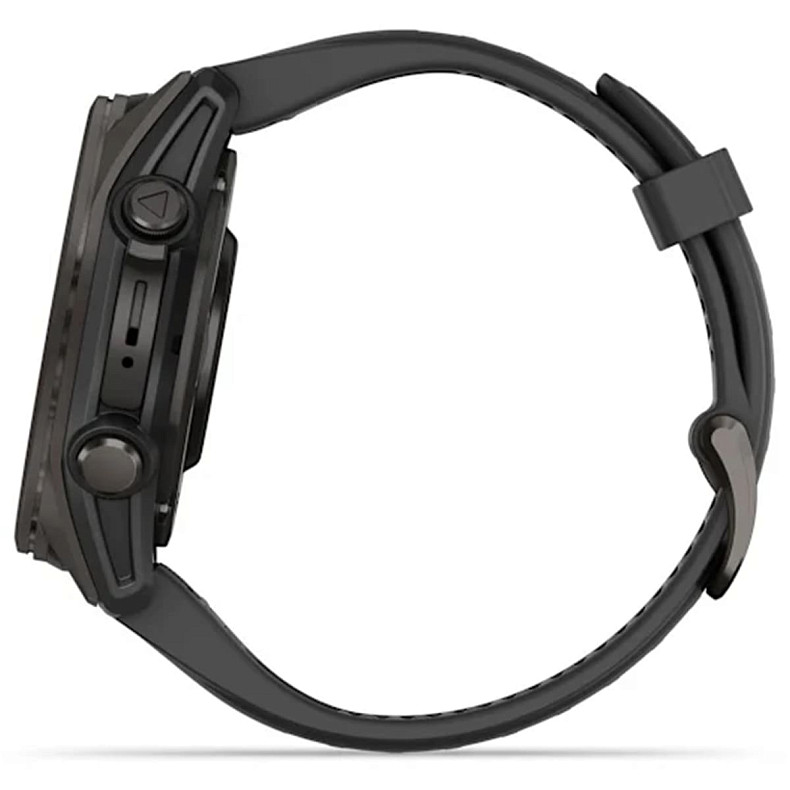 Спортивний годинник Garmin Fenix 8 43mm AMOLED Sapphire Carbon Gray DLC Titanium with Black Silicone Band