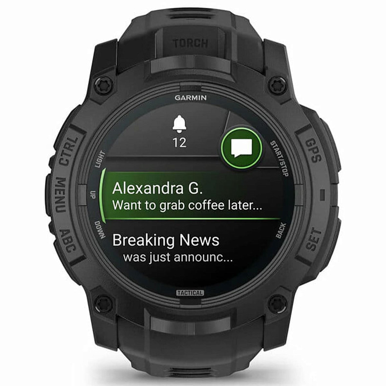 Спортивний годинник Garmin Instinct 3 50mm Tactical AMOLED Black with Charcoal Silicone Band (010-03020-90)