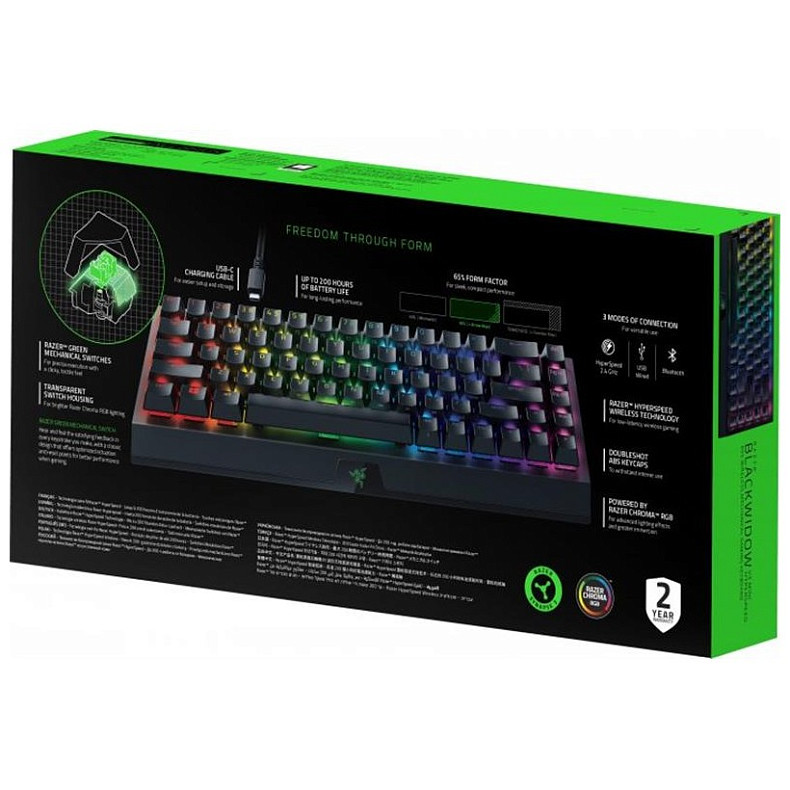 Клавіатура Razer BlackWidow V3 Mini Hyperspeed Green Switch USB/Bluetooth Black (RZ03-03891600-R3R1)