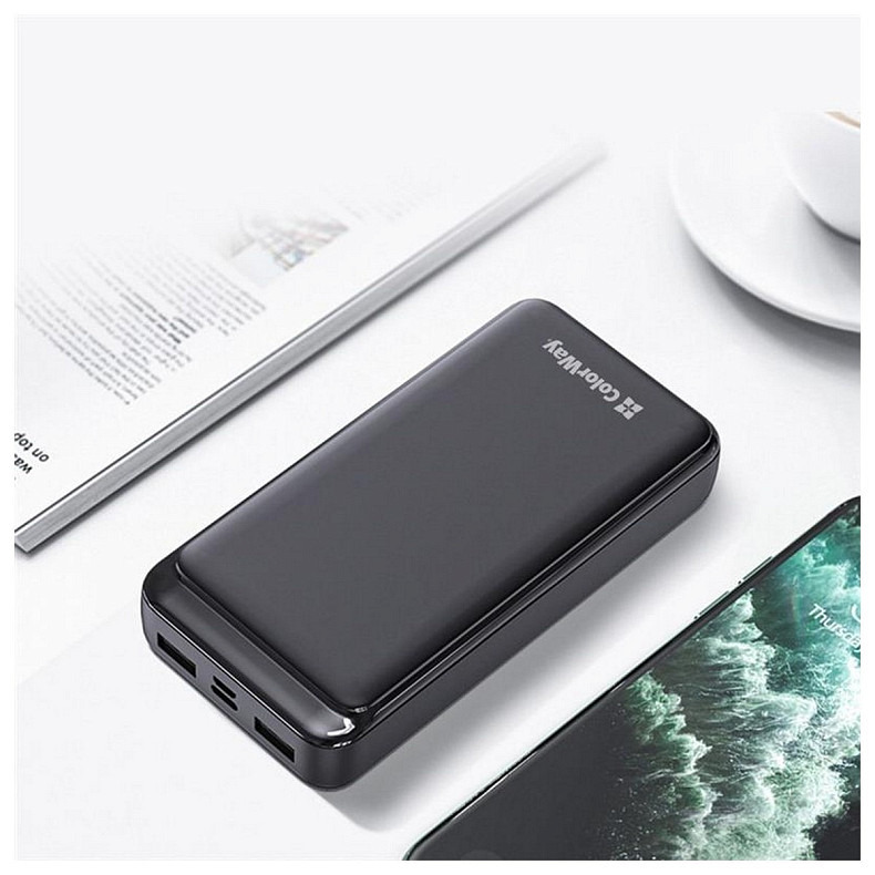 Універсальна мобільна батарея ColorWay Slim 20000mAh Black (CW-PB200LPD2BK)