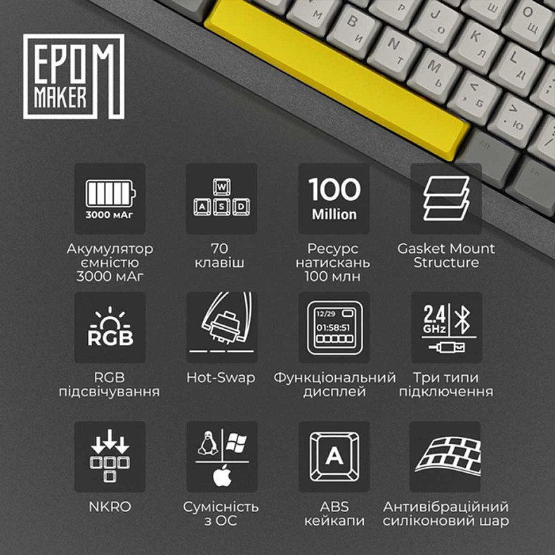 Клавіатура EPOMAKER Shadow-X Flamingo Black (SHX-B-F)