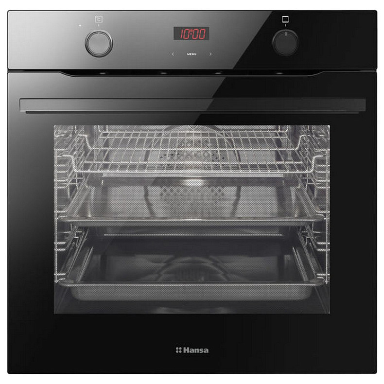 Духовка электр. Hansa, 60см, 77л, A, гриль, емаль легкого очищення, диспл., чорний
