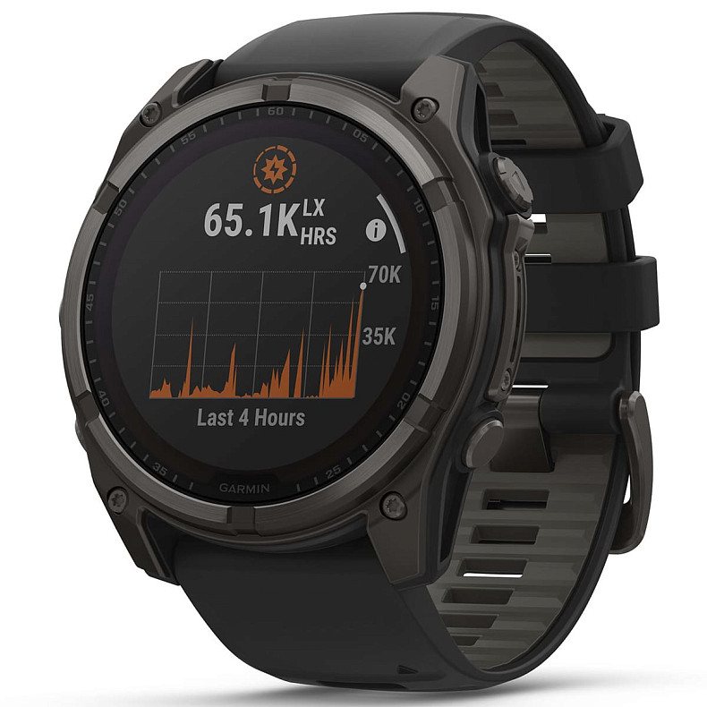 Спортивний годинник GARMIN Fenix 8 51mm Sapphire Solar Carbon Gray DLC Titanium with Black Silicone Band